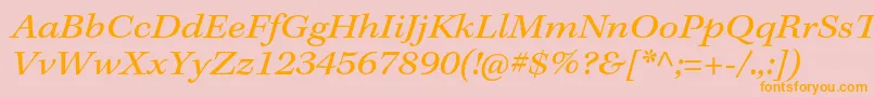 Fonte KeplerstdExtit – fontes laranjas em um fundo rosa