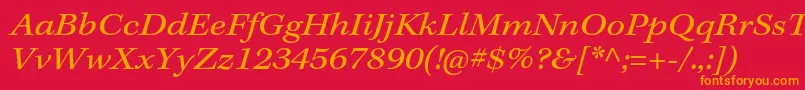 KeplerstdExtit-fontti – oranssit fontit punaisella taustalla