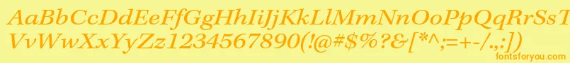 KeplerstdExtit-fontti – oranssit fontit keltaisella taustalla