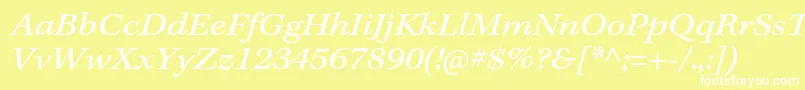 KeplerstdExtit-fontti – valkoiset fontit keltaisella taustalla