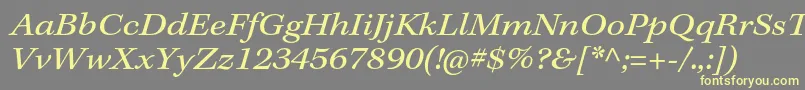 KeplerstdExtit-fontti – keltaiset fontit harmaalla taustalla
