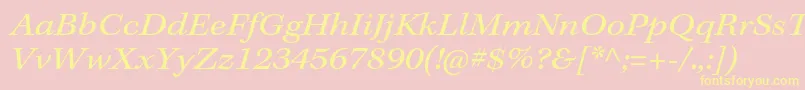 KeplerstdExtit-fontti – keltaiset fontit vaaleanpunaisella taustalla