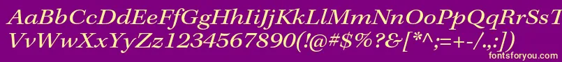 KeplerstdExtit-fontti – keltaiset fontit violetilla taustalla