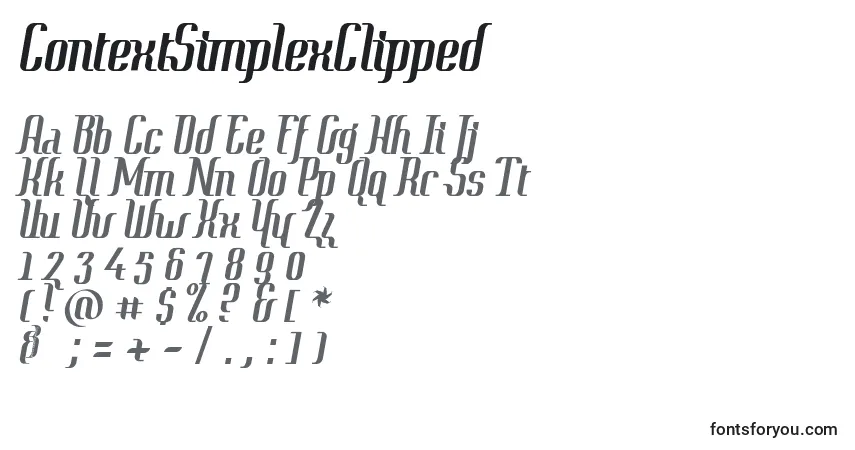 Schriftart ContextSimplexClipped – Alphabet, Zahlen, spezielle Symbole