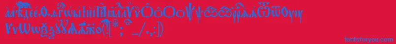 EvangelieUcs Font – Blue Fonts on Red Background