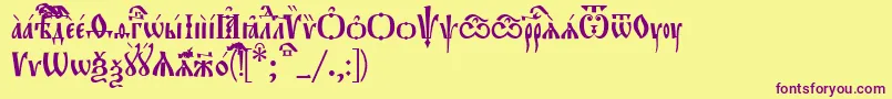More about EvangelieUcs Font EvangelieUcs Font – Purple Fonts on Yellow Background