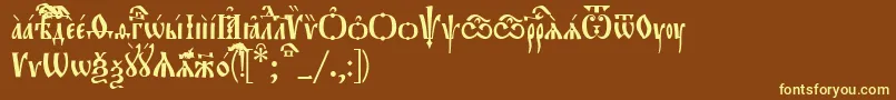 EvangelieUcs Font – Yellow Fonts on Brown Background