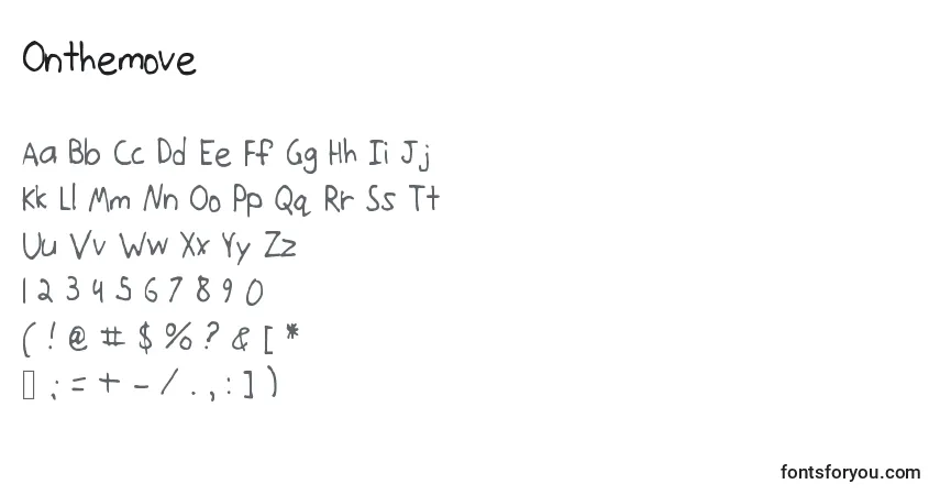 Schriftart Onthemove – Alphabet, Zahlen, spezielle Symbole