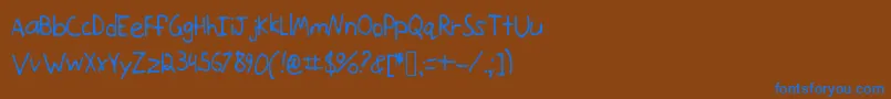 Onthemove-Schriftart – Blaue Schriften auf braunem Hintergrund