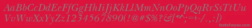 フォントBasilItalic – 赤い背景に灰色の文字