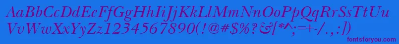 BasilItalic Font – Purple Fonts on Blue Background