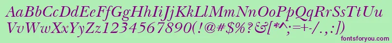 BasilItalic Font – Purple Fonts on Green Background