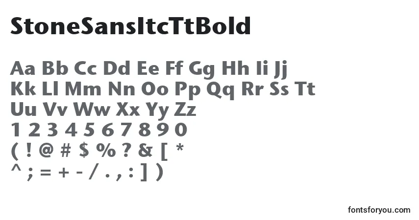 Czcionka StoneSansItcTtBold – alfabet, cyfry, specjalne znaki
