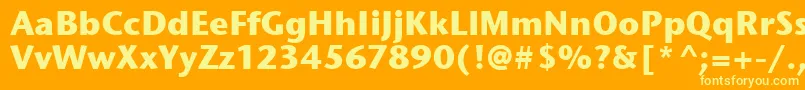 Weitere Informationen zur StoneSansItcTtBold-Schriftart StoneSansItcTtBold-Schriftart – Gelbe Schriften auf orangefarbenem Hintergrund