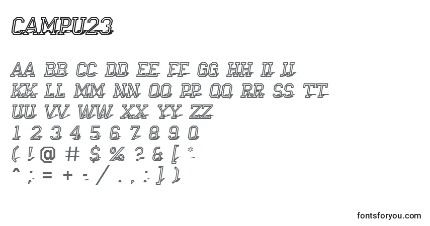 Schriftart Campu23 – Alphabet, Zahlen, spezielle Symbole