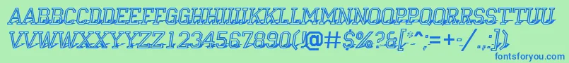 Campu23 Font – Blue Fonts on Green Background
