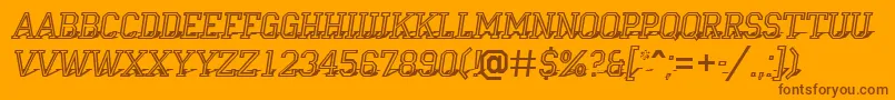 Campu23-Schriftart – Braune Schriften auf orangefarbenem Hintergrund