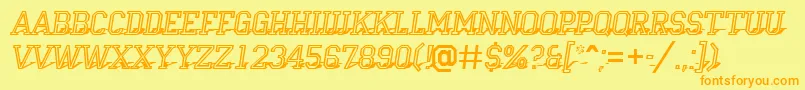 フォントCampu23 – オレンジの文字が黄色の背景にあります。