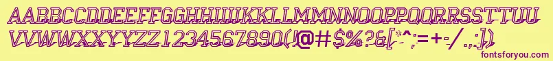 Campu23-fontti – violetit fontit keltaisella taustalla