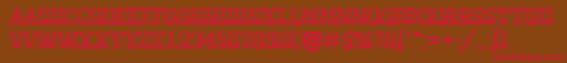 フォントCampu23 – 赤い文字が茶色の背景にあります。