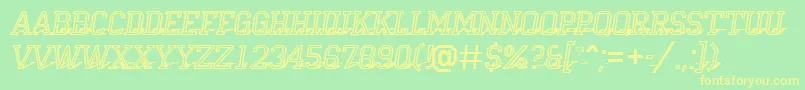 Campu23-fontti – keltaiset fontit vihreällä taustalla