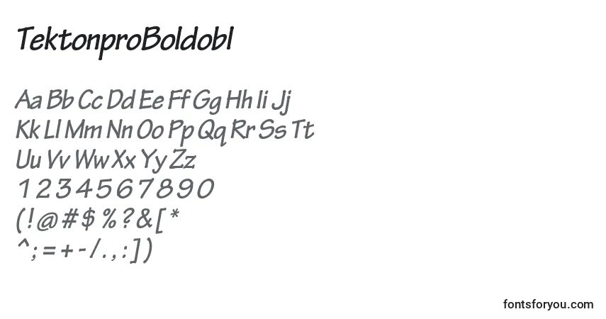 Schriftart TektonproBoldobl – Alphabet, Zahlen, spezielle Symbole