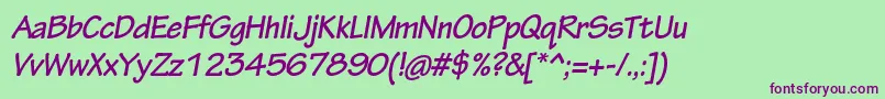 TektonproBoldobl Font – Purple Fonts on Green Background