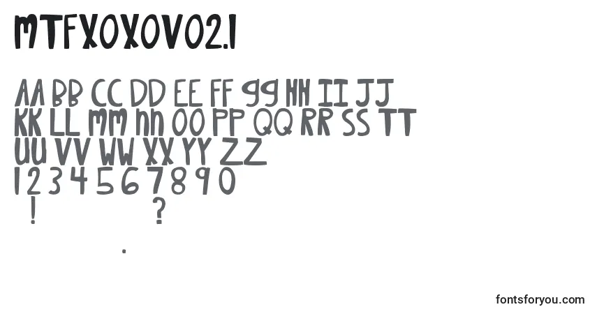 Czcionka MtfXoxovo2.1 – alfabet, cyfry, specjalne znaki