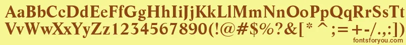 フォントLifeBoldBt – 茶色の文字が黄色の背景にあります。