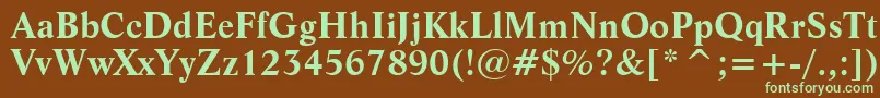 フォントLifeBoldBt – 緑色の文字が茶色の背景にあります。