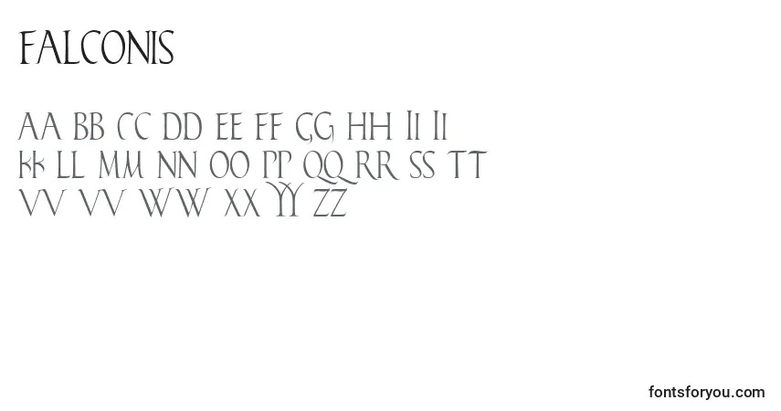 Schriftart Falconis – Alphabet, Zahlen, spezielle Symbole