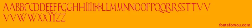 Falconis-Schriftart – Rote Schriften auf orangefarbenem Hintergrund