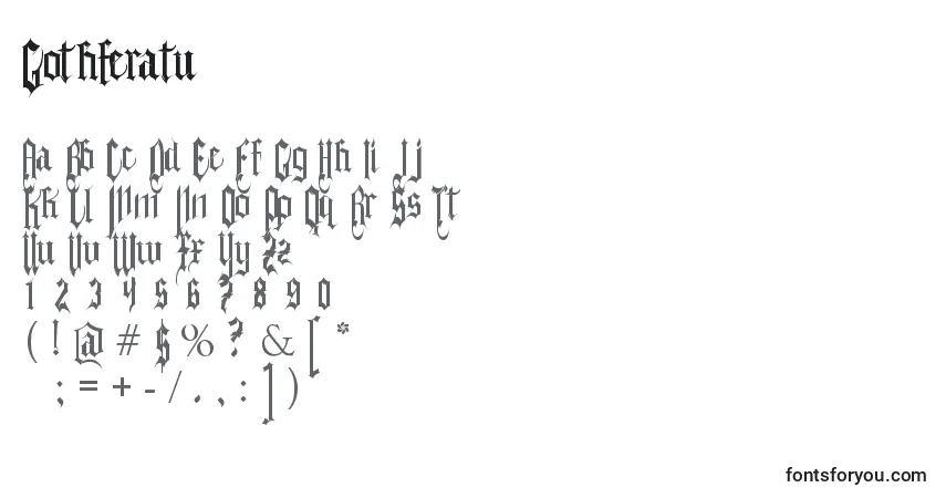 A fonte Gothferatu – alfabeto, números, caracteres especiais
