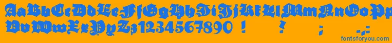 フォントGrobehand – オレンジの背景に青い文字