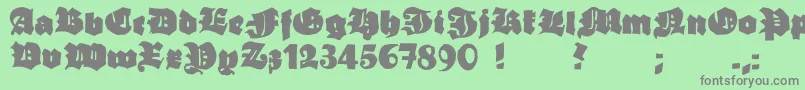 フォントGrobehand – 緑の背景に灰色の文字