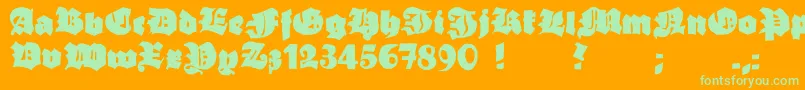 Grobehand Font – Green Fonts on Orange Background