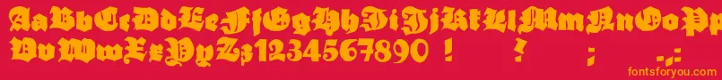 フォントGrobehand – 赤い背景にオレンジの文字