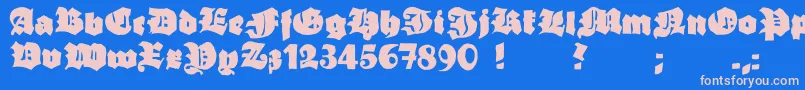 フォントGrobehand – ピンクの文字、青い背景