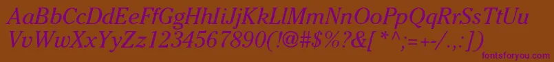 CheltenhamstdBookitalic Font – Purple Fonts on Brown Background