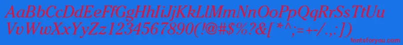 CheltenhamstdBookitalic Font – Red Fonts on Blue Background