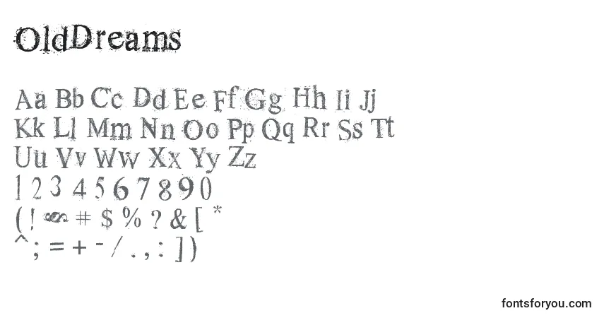 OldDreamsフォント–アルファベット、数字、特殊文字