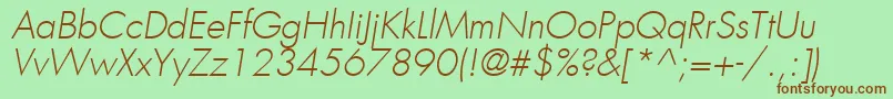 KudosLightSsiLightItalic Font – Brown Fonts on Green Background