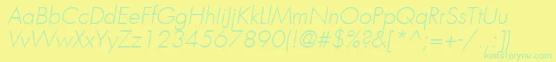 Fonte KudosLightSsiLightItalic – fontes verdes em um fundo amarelo