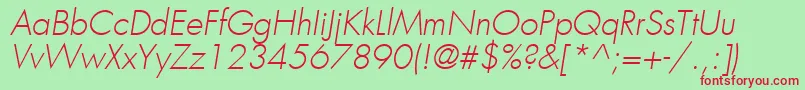 フォントKudosLightSsiLightItalic – 赤い文字の緑の背景