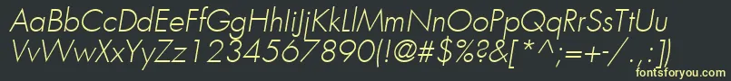 フォントKudosLightSsiLightItalic – 黒い背景に黄色の文字