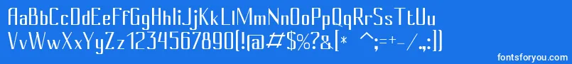 フォントConyregular – 青い背景に白い文字