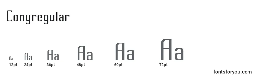 Conyregular Font Sizes