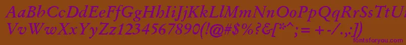 GaryowenBolditalic Font – Purple Fonts on Brown Background