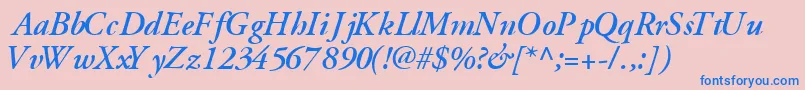 GaramondsskBoldItalic-Schriftart – Blaue Schriften auf rosa Hintergrund