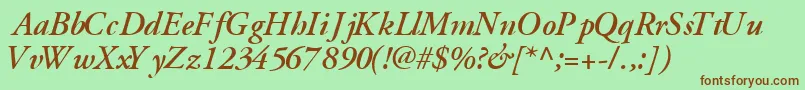 GaramondsskBoldItalic Font – Brown Fonts on Green Background